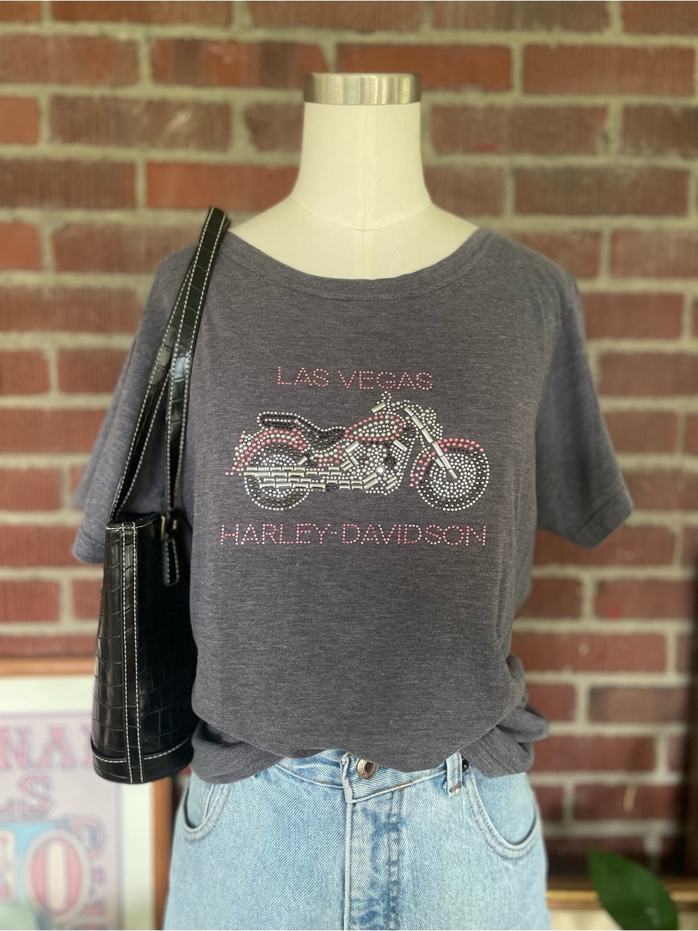Harley-Davidson Charcoal Rhinestone Motorcycle Tee